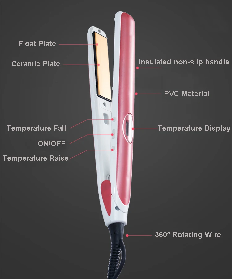 Professional Hot Titanium Plate Led Adjustable 2 In 1 Hair Straightener