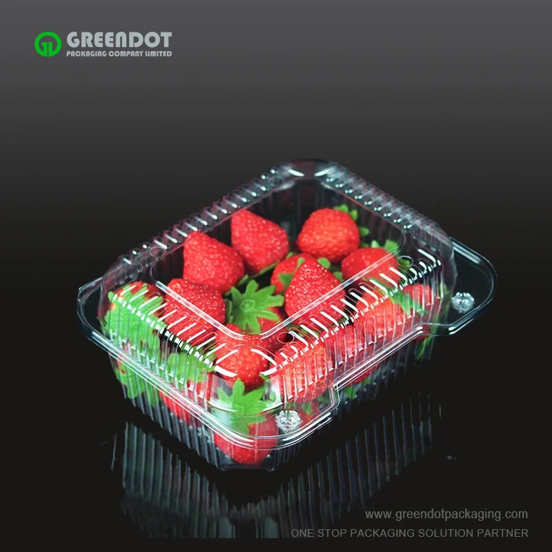 Disposable Plastic Cherry Fruit Packing Tray Food Container Clamshell