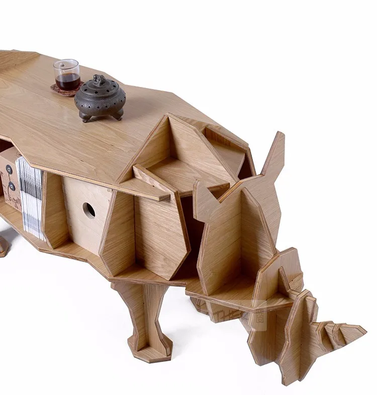 Original African Rhino Side Coffee Table Animal Modeling Diy Bar Hotel