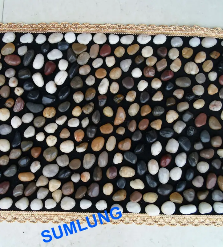 Natural Pebble Foot Massage Mat 40*150mm Colorful Smooth Stone Pattern