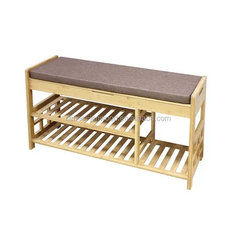 Home Furniture Simple Modern Bamboo Shoe Rack Organizer Bench