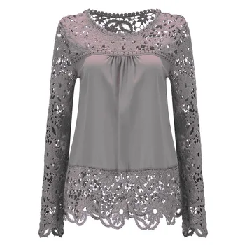 Blouses Ladies New Fashion Women Sheer Sleeve Embroidery Top Blouse ...