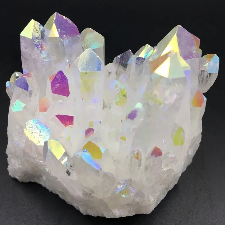 高品质批发天使光环石英白色光环钛晶体集群