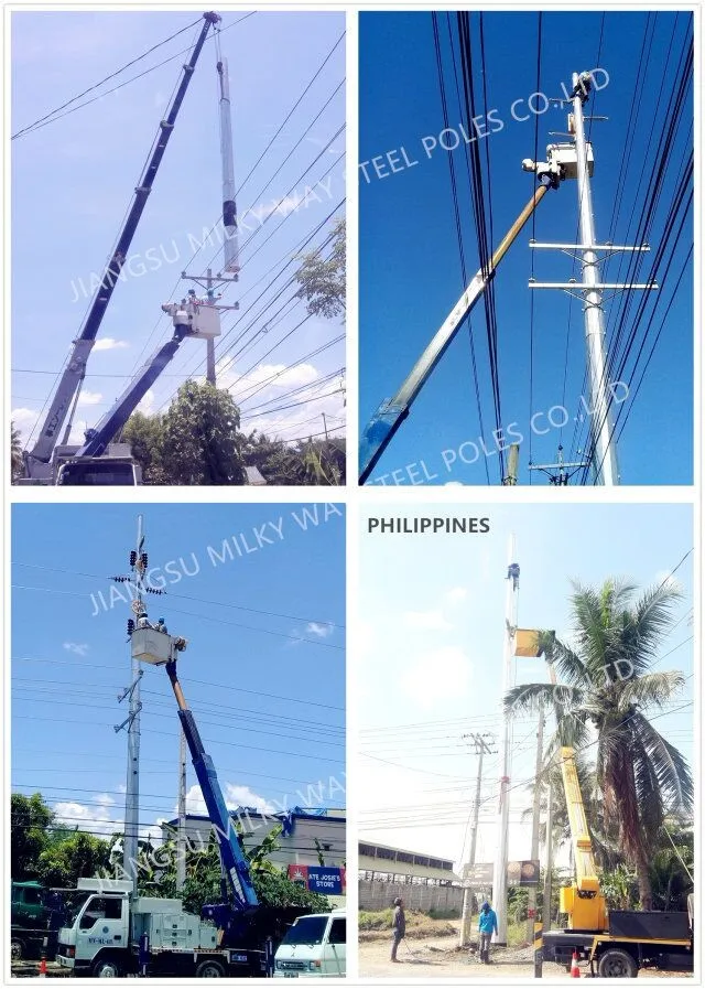 30FT Hot Dip Galvanized Steel Power Pole for Philippines Electric Power Transmission with IP65 Protection 3