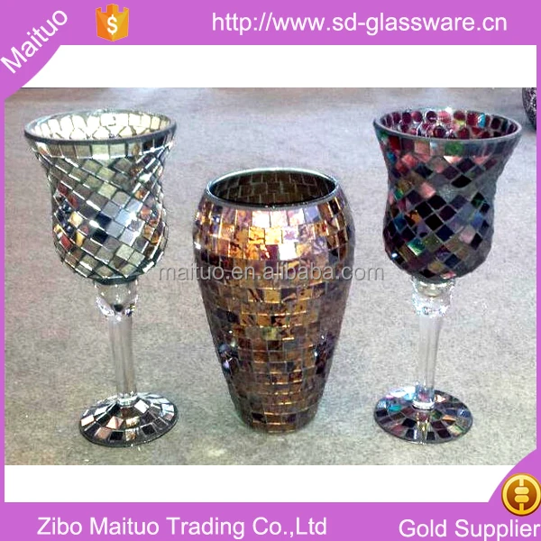 Broken Glass Mirror Mosaic Flowers Vase Wholesale For Home