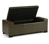 Rectangular Storage Ottoman Bench easy lift top lid Wood construction PU Leather long storage bench stool for living furniture