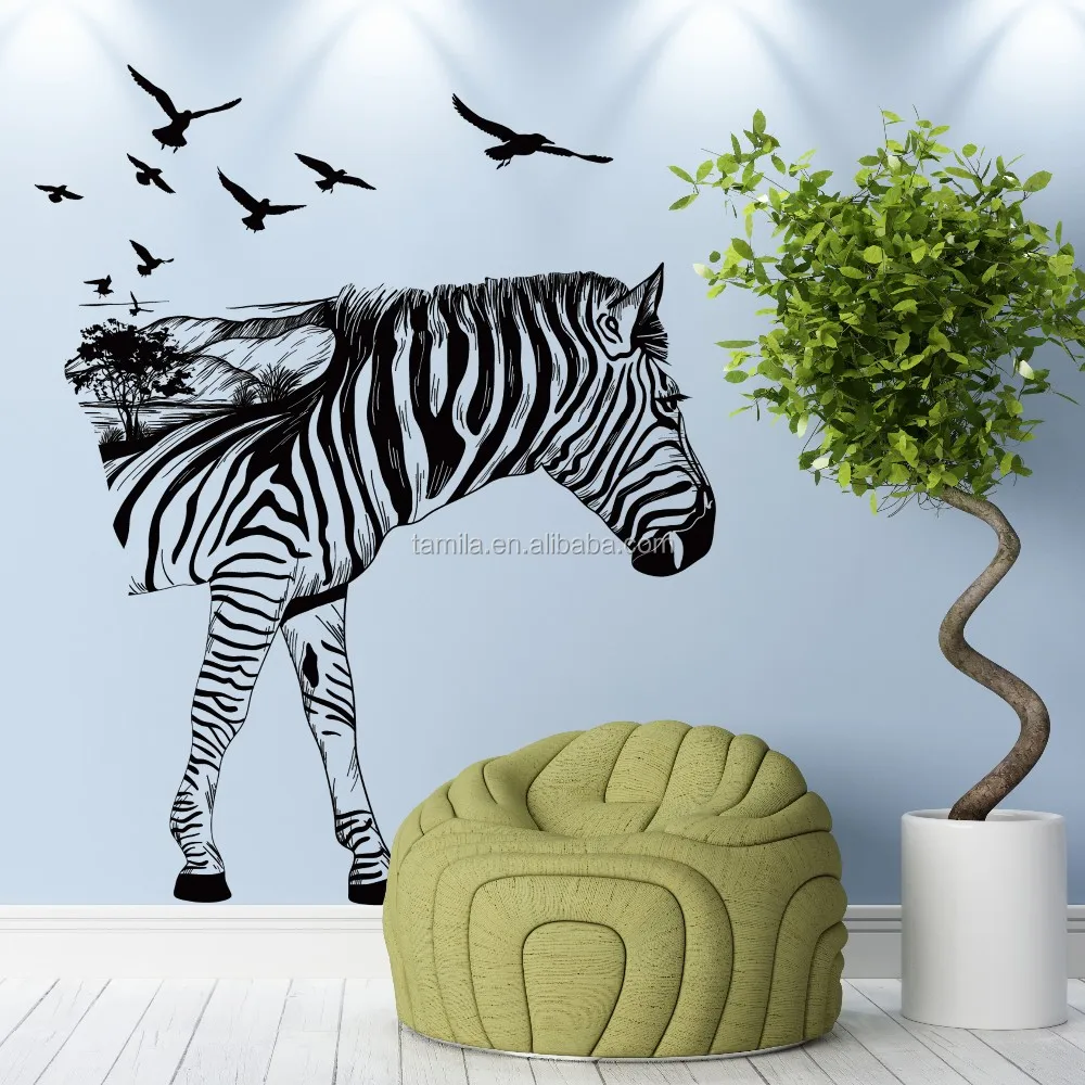 Coloré Fleur Animal Cheval Autocollants muraux 3D Cheval À faire soi-même Art Decals For Kids Room