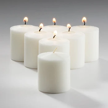 Small Round Votive Candles In 2inch Square Glass Holder For