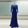 ASAP-05 Custom Made Sequins Crystal Beaded Trumpet Royal Blue Long Evening Dresses