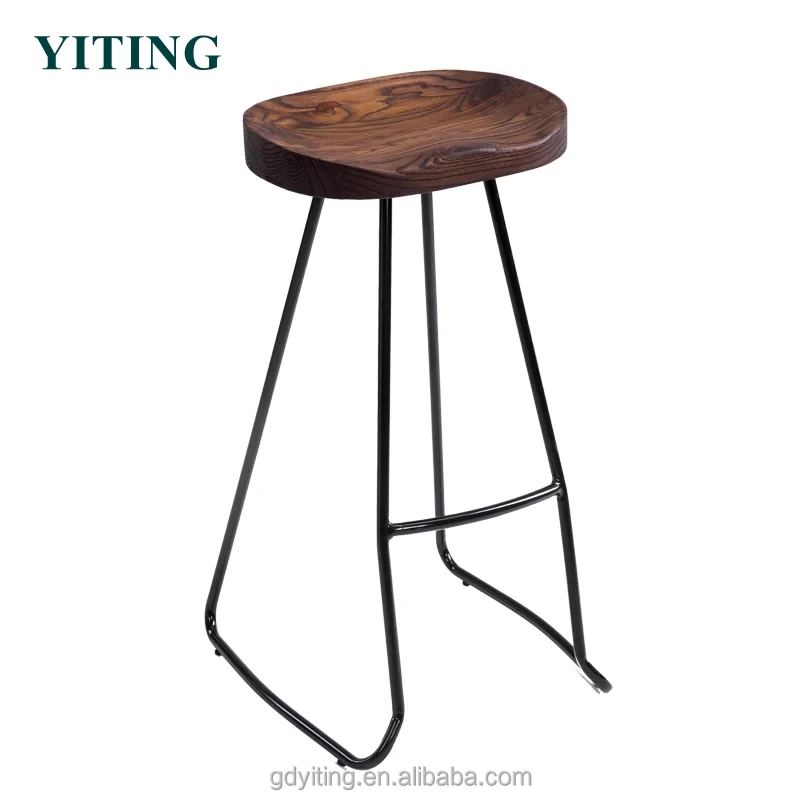 Wooden Bar Stool Tops Stainless Steel Bar Stool Ergonomic Stool Yw083