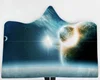 Universe Planet Printed Soft Fleece Hooded Blanket with Sherpa Fur Lining