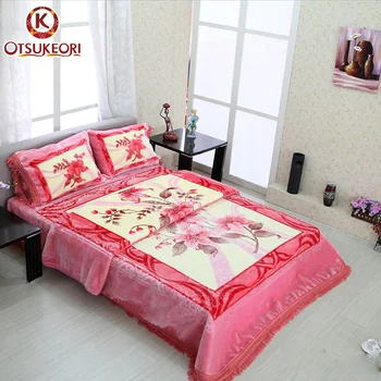 100 Polyester Mink Blanket Bed Cover Setkorean Style Raschel