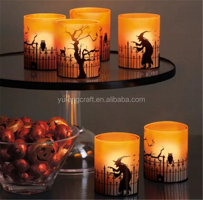Halloween Tealight Candle Holders Glow Stick Pumpkin Jars Buy