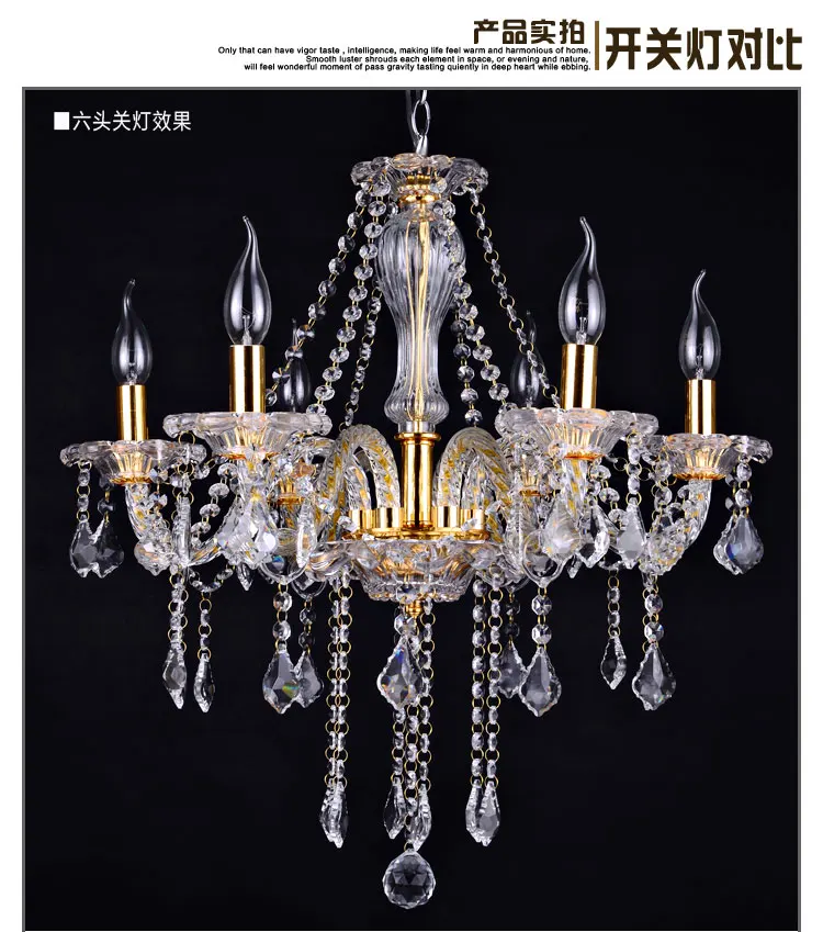 Golden crystal chandelier transparent glass chandelier luxury hotel lighting