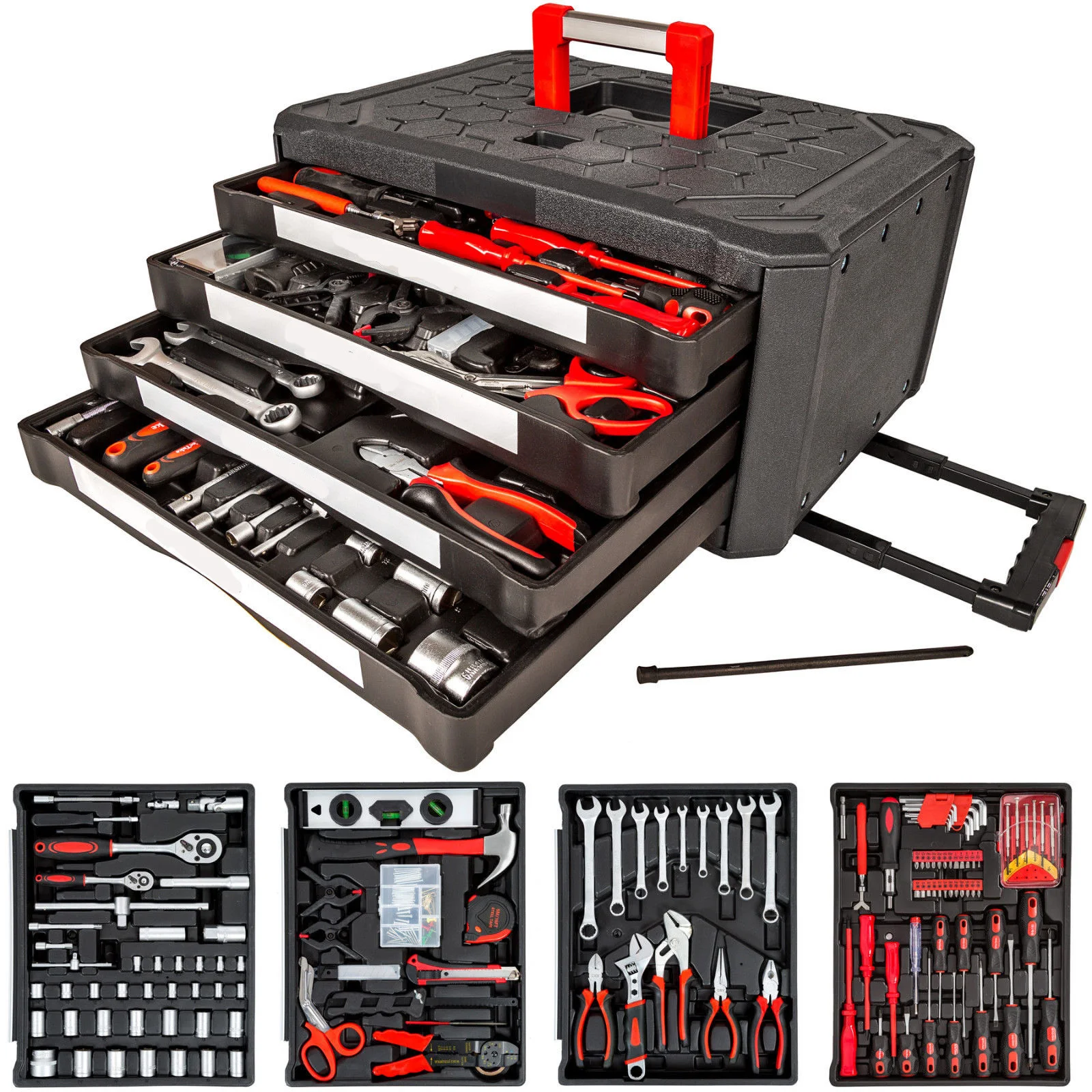 186pcs Professional Hand Tools Plastic Wheel Trolley Tool Box Set Buy