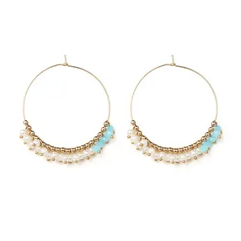 Simple Gold Large Circle Earring Designs Small Pearl And Resin Seed Simple Gold Large Circle Earring Designs Small Pearl And Resin Seed Bead Hoop Earrings For Women