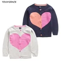 2015 New Design Baby Girls Knitted Wool Cardigan Sweater Brand Trench Girls Autumn Heart Pattern Sweater
