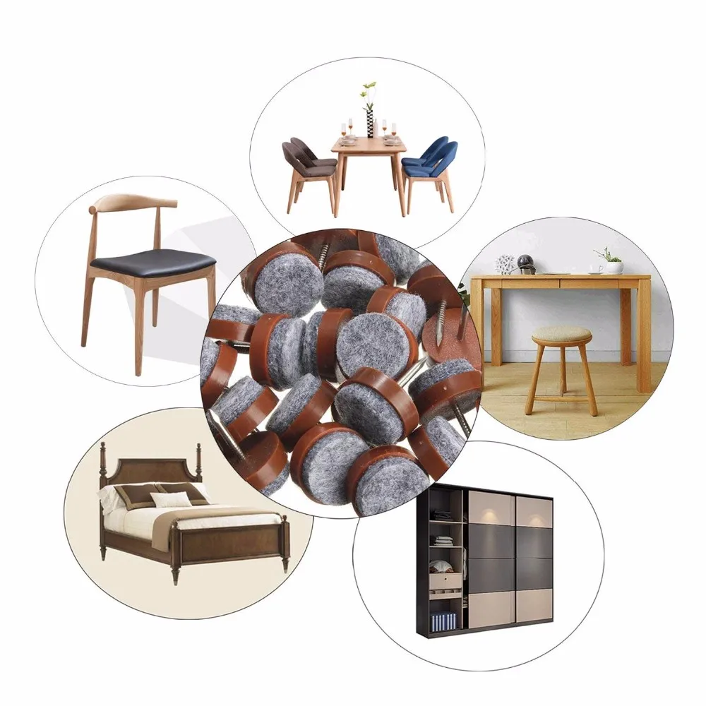 60 Adet Mobilya Keçe Ped Yuvarlak Ağır Tırnak Üzerinde