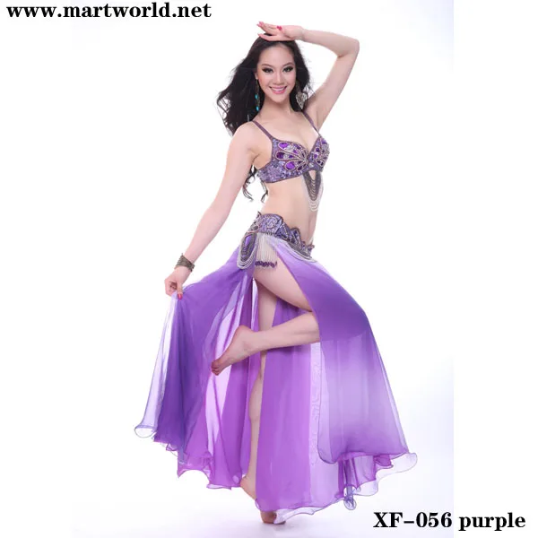 purple bra top and hip belt sets for Middle Eastern dance(XF-056 purple)