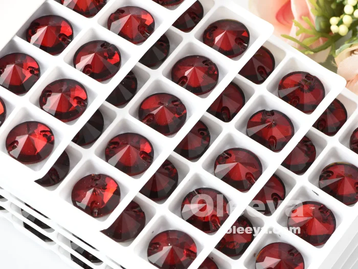 Oleeya Factory Direct Sale Various Colors A5 Quality Flat Back Strass 12mm Rivoli Sew on Crystal Rhinestones Dress