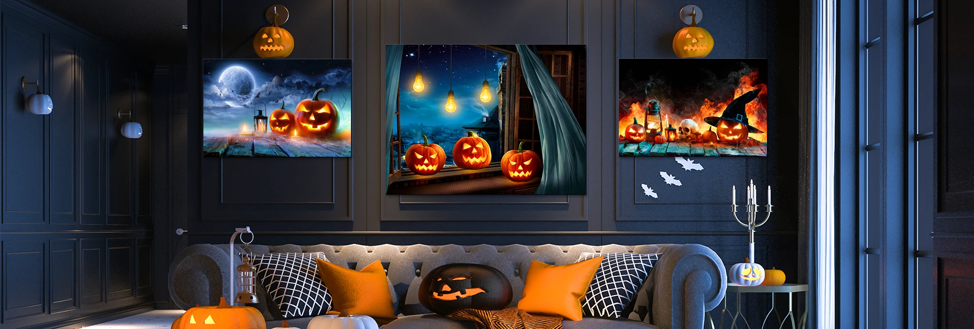 halloween lighted canvas