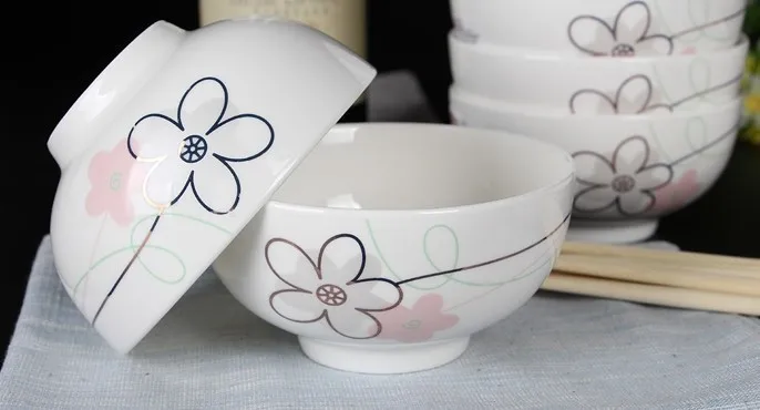 Haonai 4 inch porcelain bowl white round bowl with printing by machine