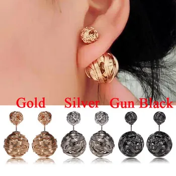 New Design Double Side Earring Ball Studs Face New Design Double Side Earring Ball Studs Face Earrings