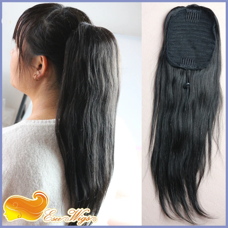 6a Brazilian Virgin Hair Long Straight Ponytail Wrap Hair