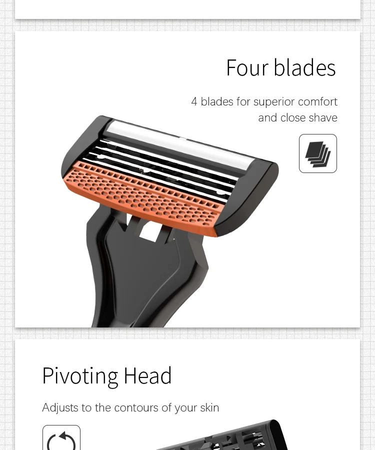 New design Four blade disposable razor for face shaving