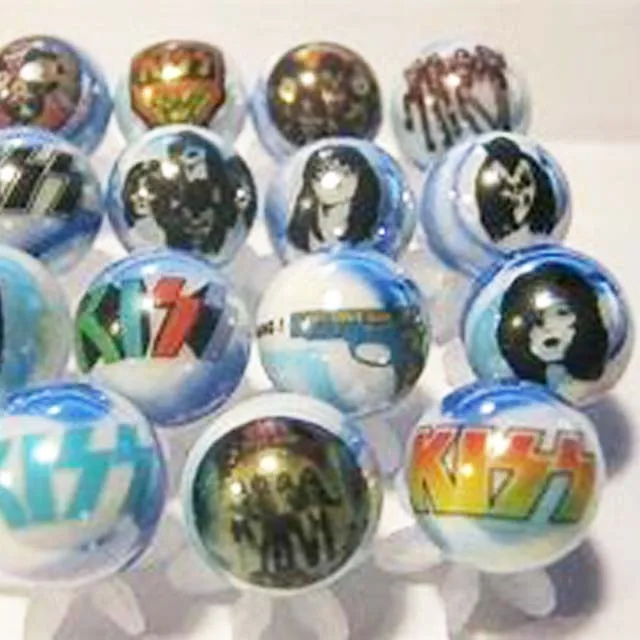 Lot of 4 KISS Logo Advertising 1" Glass Marbles 
