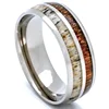Factory Price Deer Antler & Koa Wood Inlay Ring Titanium Mens Wedding Bands