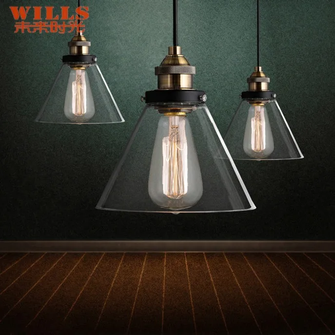 Classico stile industriale lampada a sospensione in vetro ... Kit lampadari a sospensione