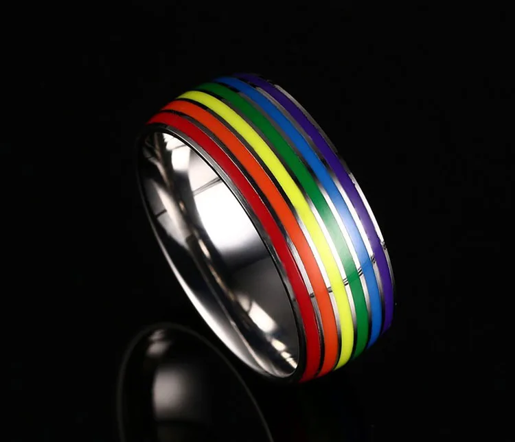 gay pride rings silver