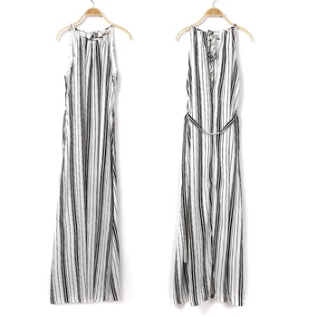 Wholesale Casual Sleeveless Stripe Long Dress Chiffon Maxi Dresses