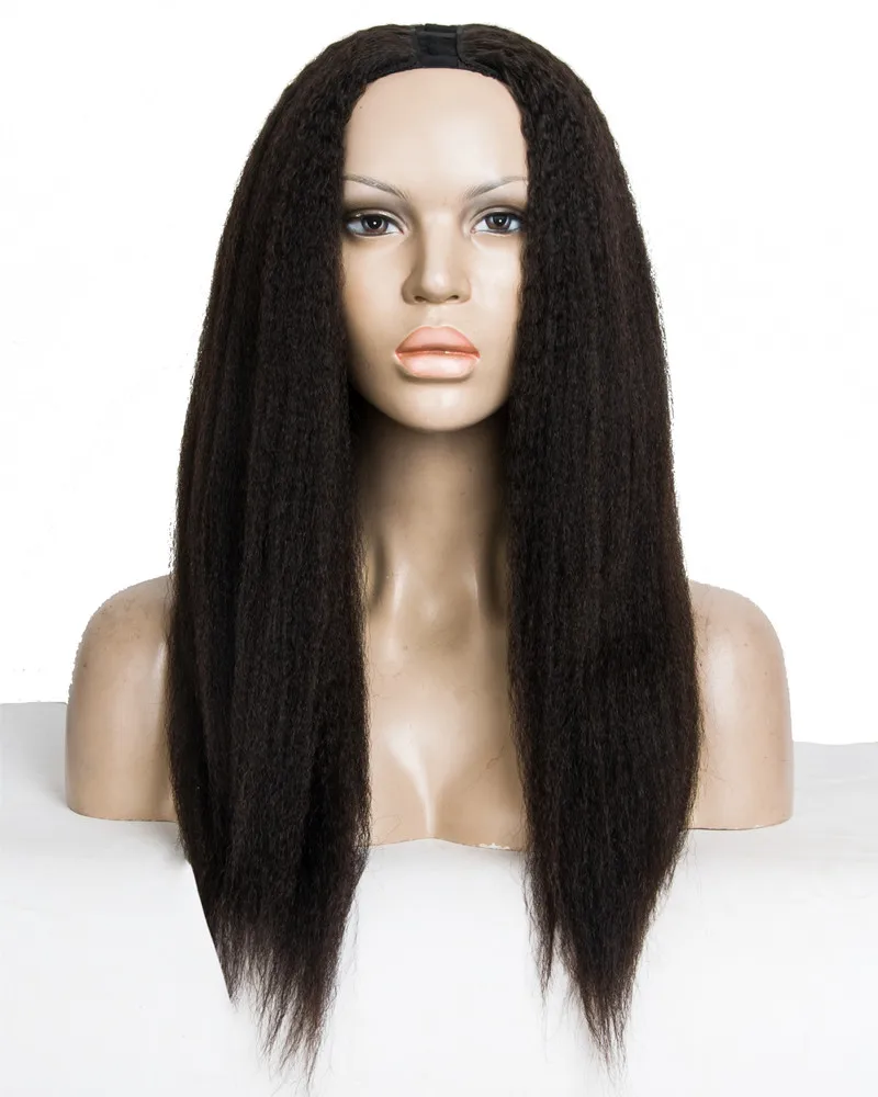African American Coarse Yaki Kinky Straight Lace Wig Virgin Brazilian 