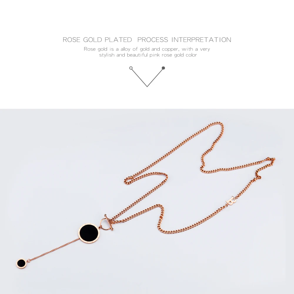 Trendy 316L Stainless Steel Fancy Long Chain Necklace For Women