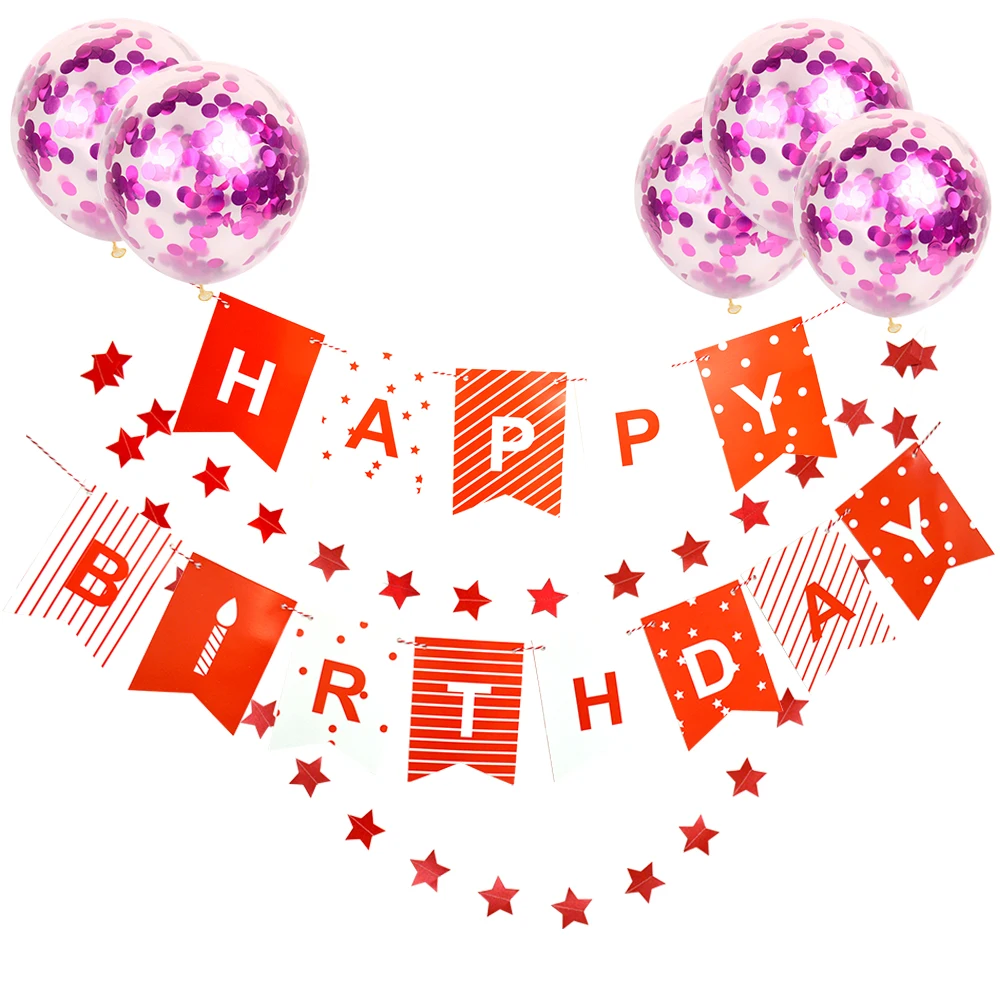 Colorful Diy Happy Birthday Banner Confetti Balloon Birthday Decoration
