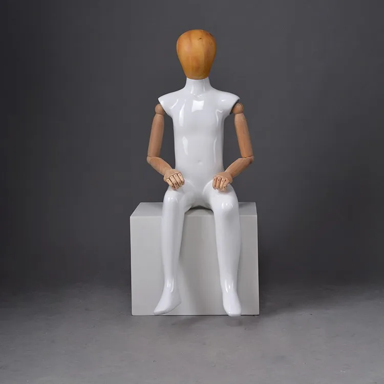 Wooden Head Arms Fashion Decorative Display Full Body Cheap Used Child Sitting Mannequin For