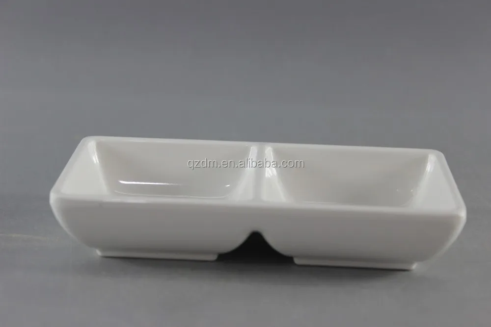 White Melamine Section Plate/Plastic Divided 2 Section Plate