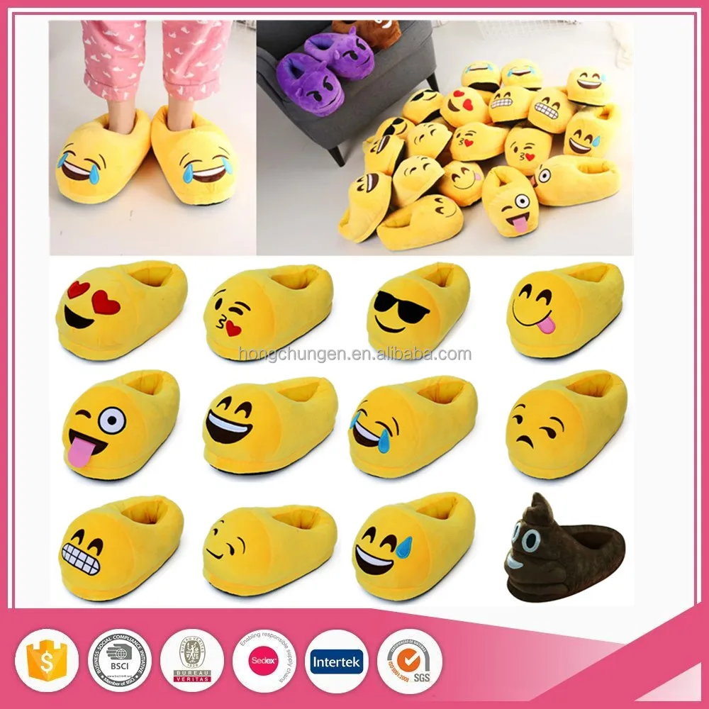 Unisex 3d Emoji Mewah Boneka Musim Dingin Hangat Sepatu Indoor