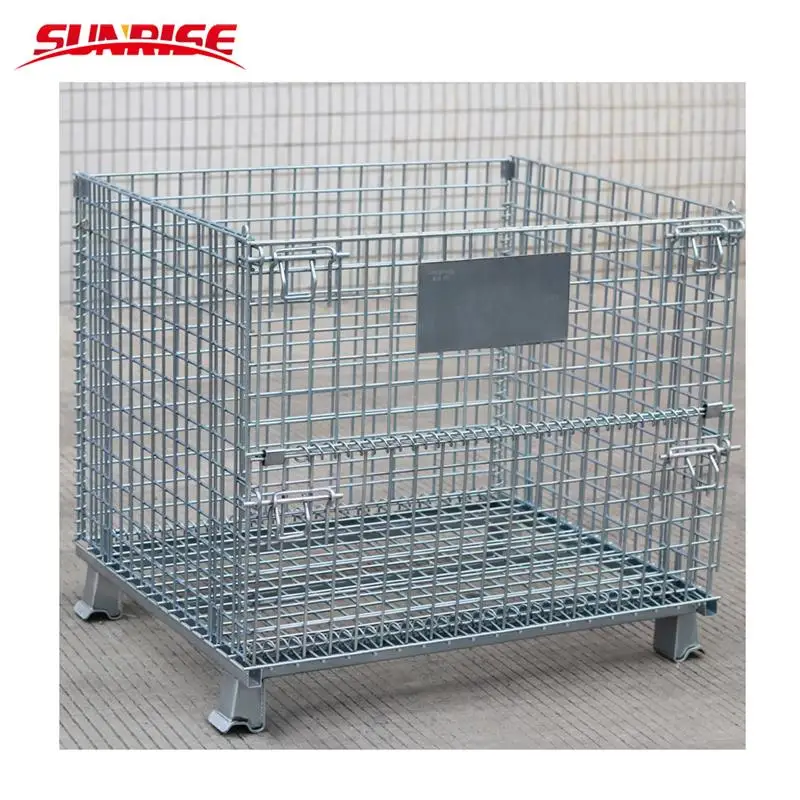 Ijzer Verzinkt Gevouwen Gestapeld Staal Gaas Pallet Container Kooi