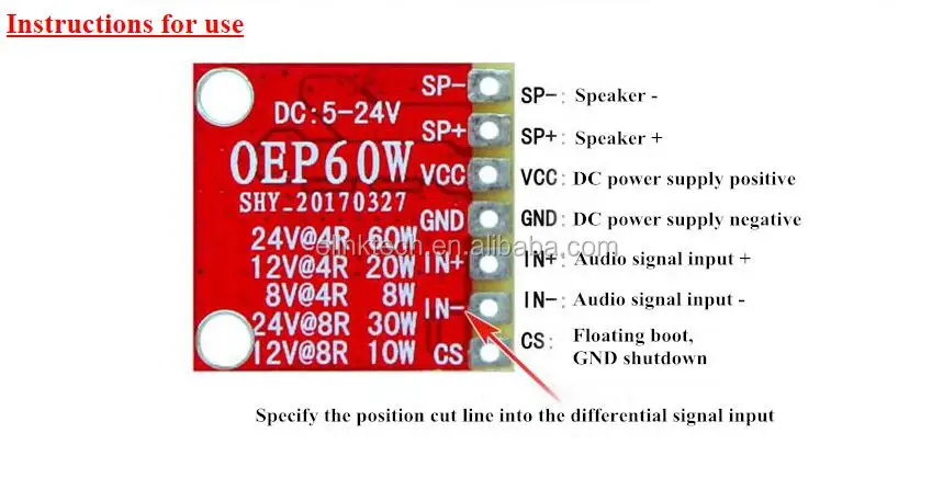 3W/30W/60W Digitalmodul Mono Verstärkerplatine OEP60W D Class IC 