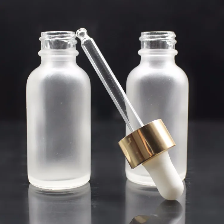 Download 1oz White Frosted Glass Round Bottle 20mm Neck With Gold ...