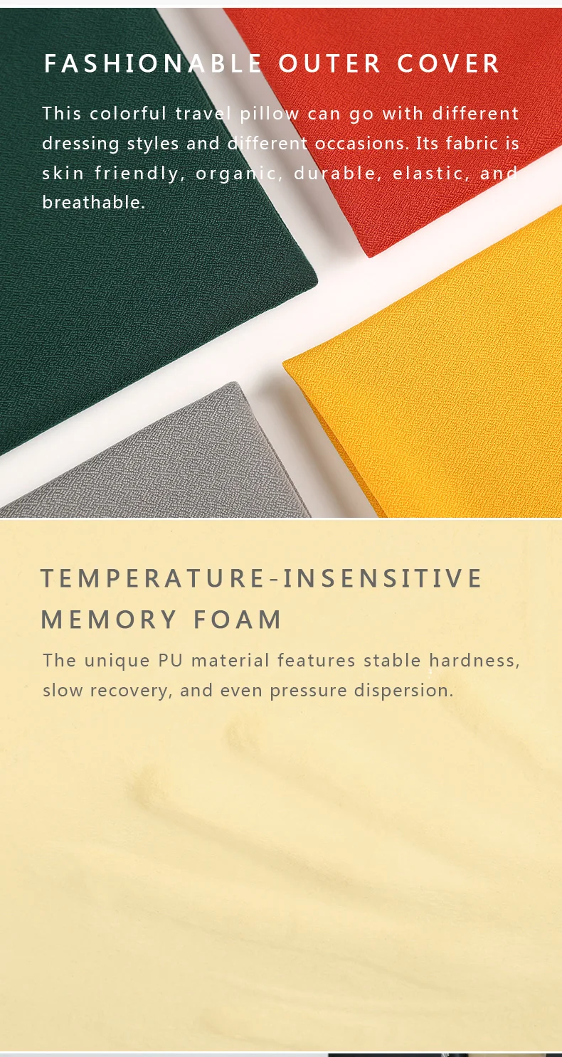 100% Pure Memory Foam Neck Pillow Airplane Travel Kit with eye mask and ear plug travel pillow