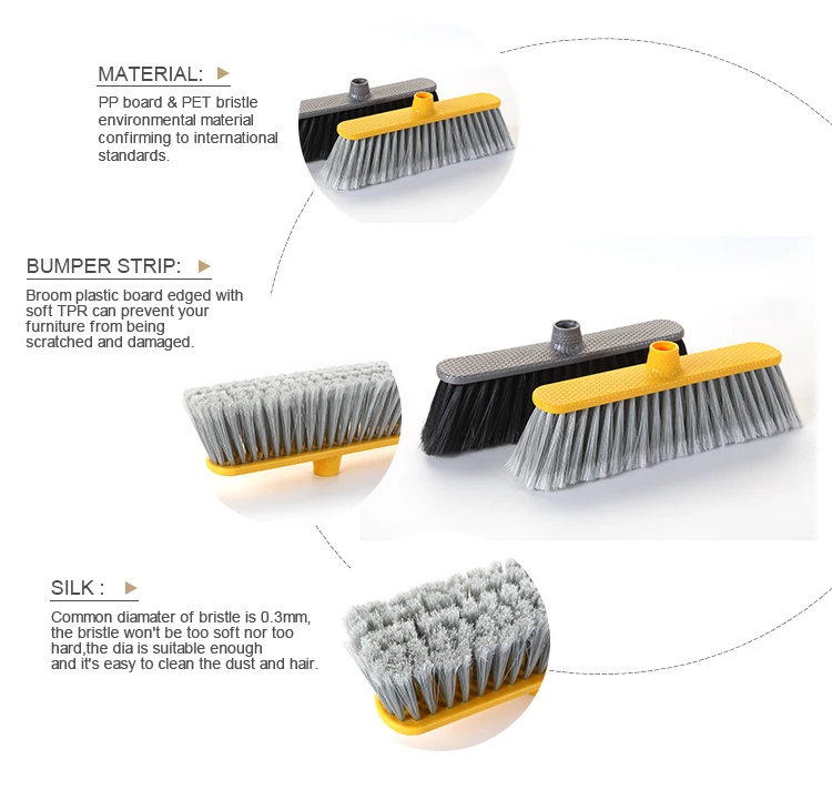 Commercial Broom Head Plastic Broom Custom Size Pp Material Scrubbing
