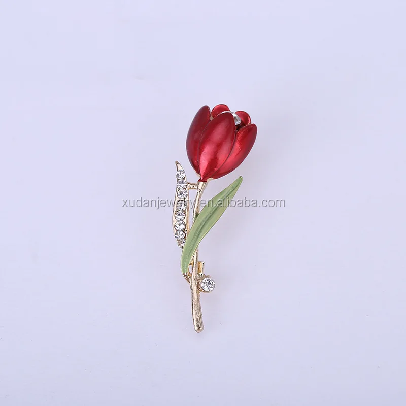 Tulip Fiore Spilla Cristallo Diamante Luccicante badge pin 