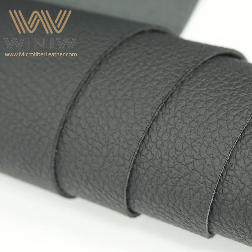Eco Friendly Embossed Customize BM Black Microfiber Leather for Automotive