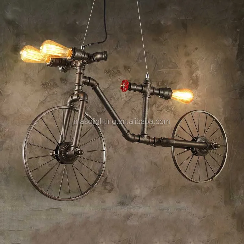 
2017 new hot vintage 90s popular chandelier light hanging Decorative Bicycle Lamp 