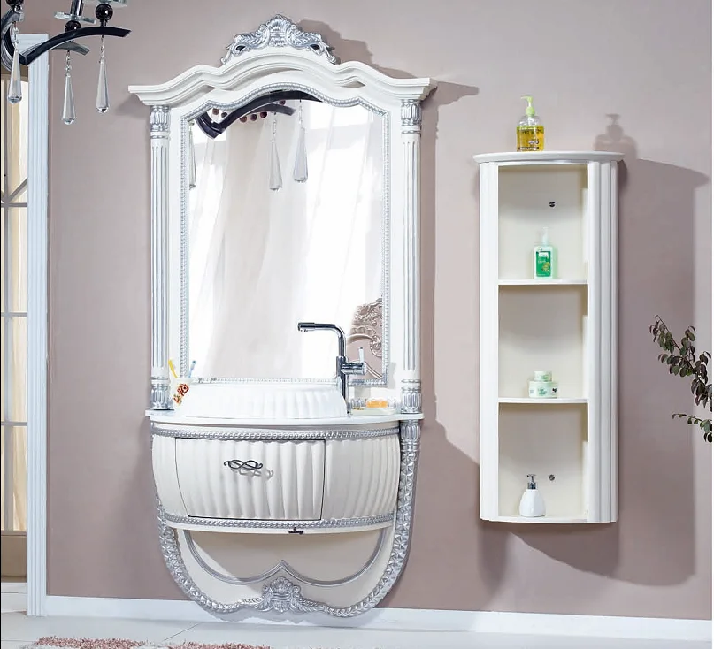 Постмодерн зеркальный шкаф для ванной комнаты большой зеркальный роскошный белый Туалет многослойный твердый деревянный шкаф для ванной комнаты