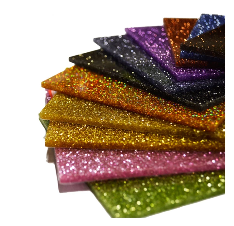Customized size decoration 3mm plexiglass glitter gold sparkle sheet